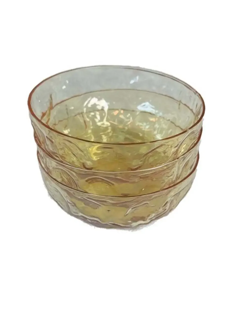 Vintage Indiana Glass Amber Thumbprint Small Dessert Bowls, Set of 3